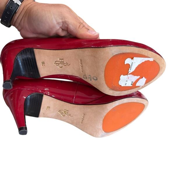 Cole Haan CHELSEA Red Patent slip on platform Leather Heels Sz 7 NWOB - Picture 7 of 10